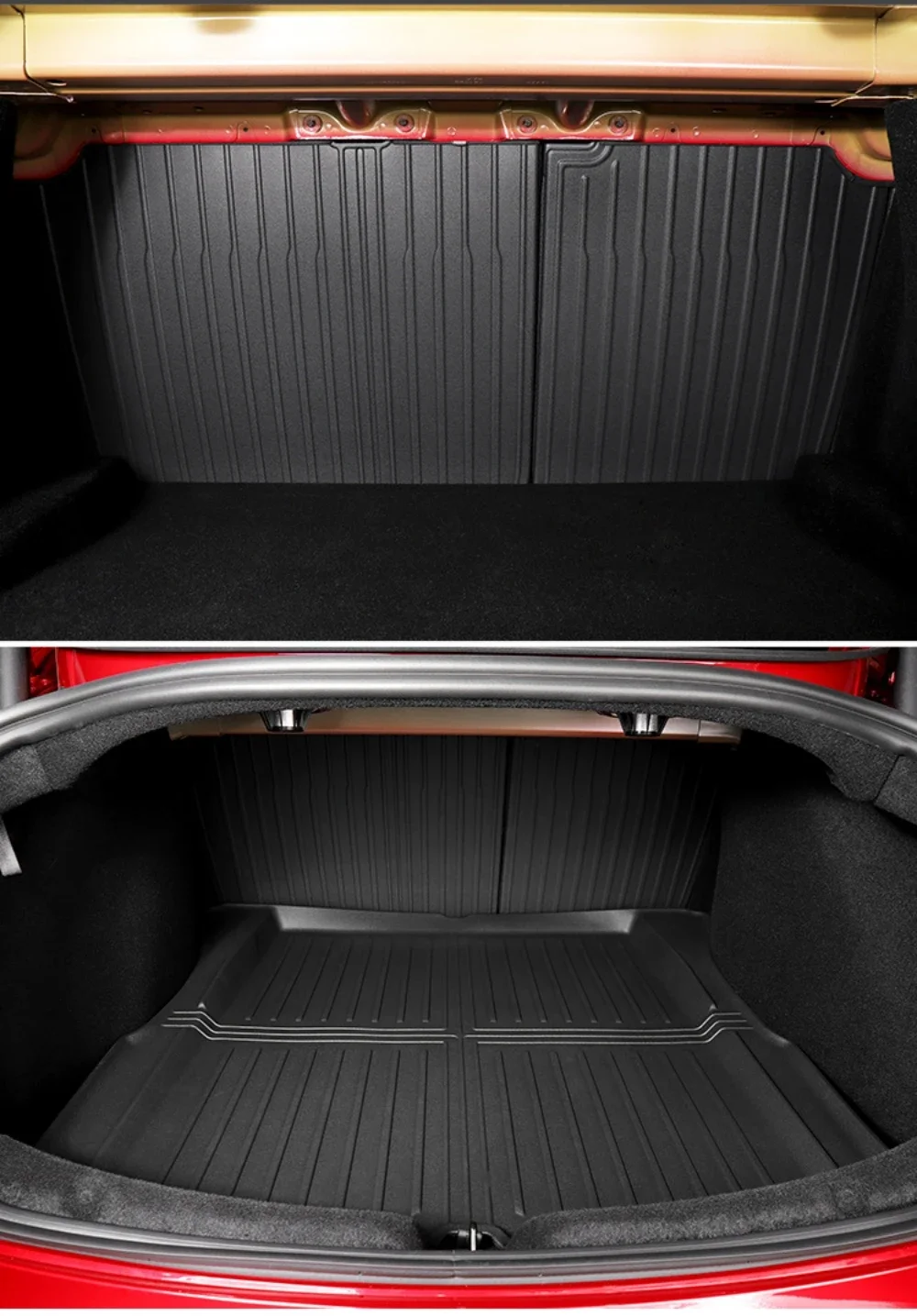 Fußmatten mit Türschwellenschutzleisten für Tesla Model 3 Highland 2023 2024 2025 2026 Allwetter-Bodenmatte Kofferraummatte LHD – Detail 6