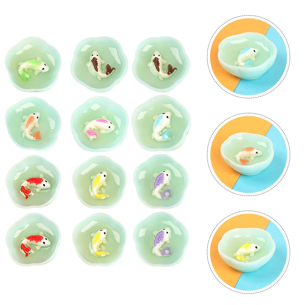 16 Pcs Fish Tanks Decor Simulated House Accessories Miniature Bowl Ornaments Simulation Model