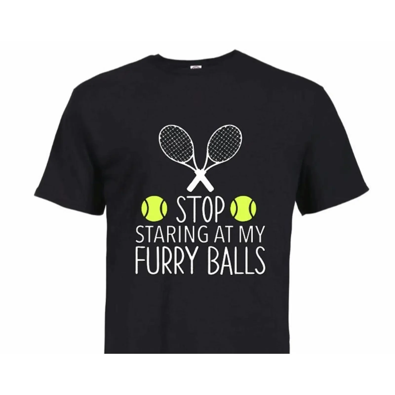 Funny Tennis T Shirt Stop Staring At My Furry Balls vintage Washed Soft Casual homme graphic Slightly fashion