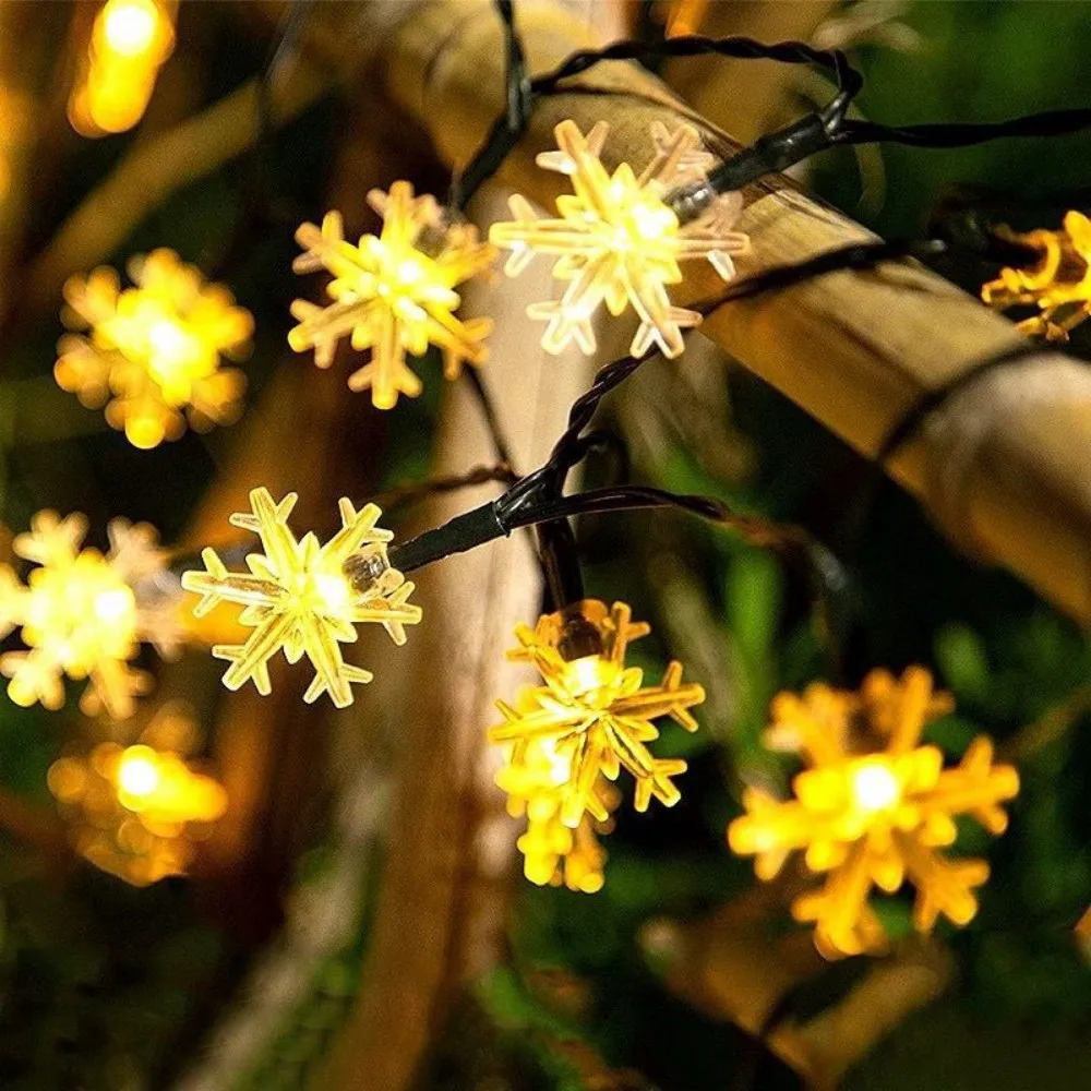 1PC 5M20LED/7M50LED/12M100LED solar snowflake string light -8 lighting modes,used for outdoor,garden,terrace,courtyard,and party