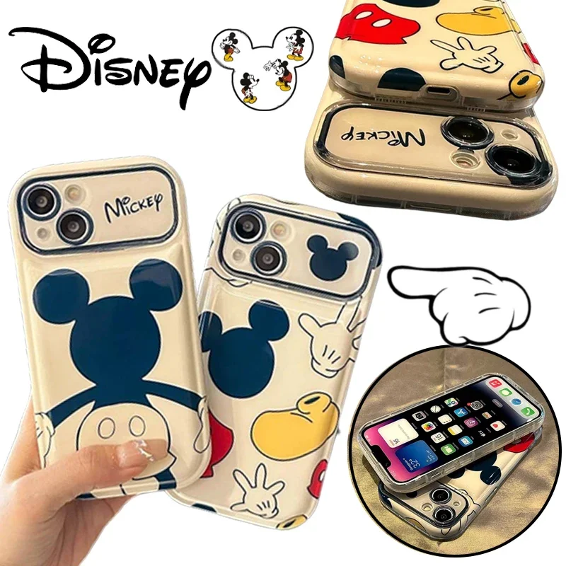 Disney Mickey Mouse Case for IPhone 14 13 12 11 Pro Max Plus Cartoon Phone Shell Shockproof Soft Cover Full Cute Protective Case