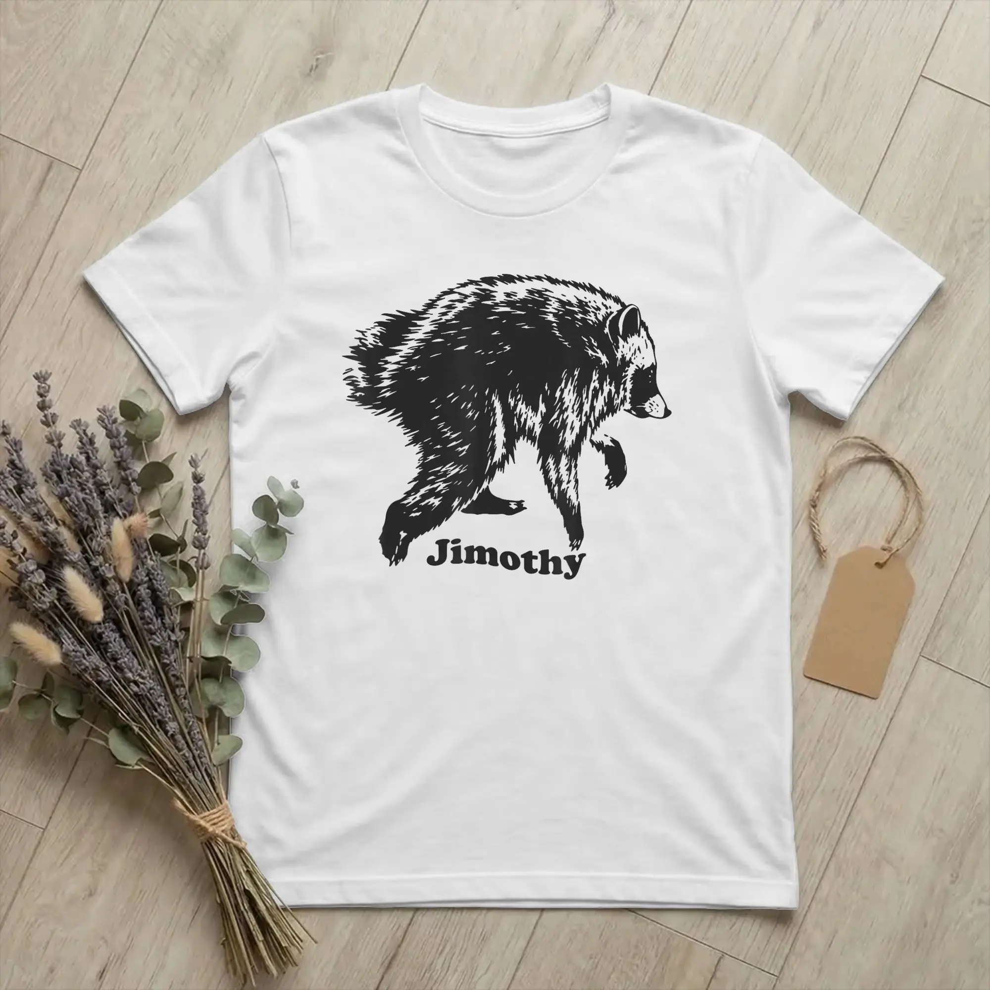 Jimothy Viral Raccoon Funny Trash Panda Wildlife T Shirts Men's Cotton Creative T-Shirt Crew Neck Meme Tee Clothing Gift Idea