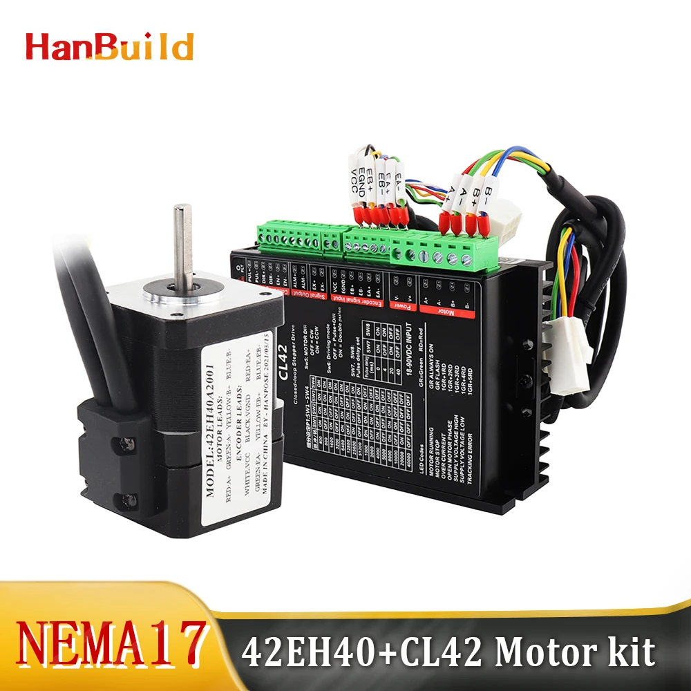 NEMA17 Closed Loop sets 42EH40A2001 2A 0.4N.m and CL42 driver DC18-90V Servo Driver CNC Controller Kit Step servo motor