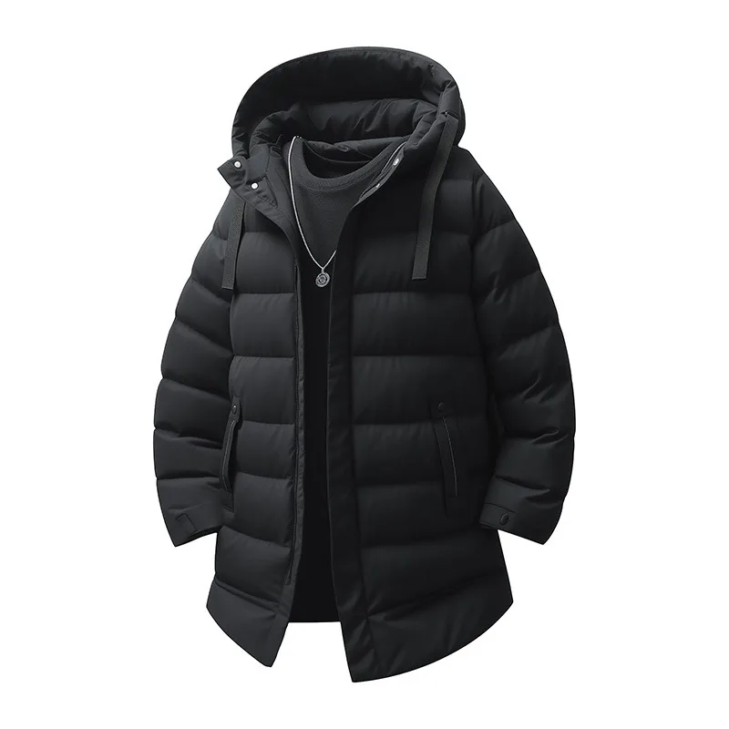 

Long Cotton Jacket Jacket Men Thicken Warm Comfortable Winter Hooded Parkas Pure Color Casual Overcoat Outdoor Couple Clothes