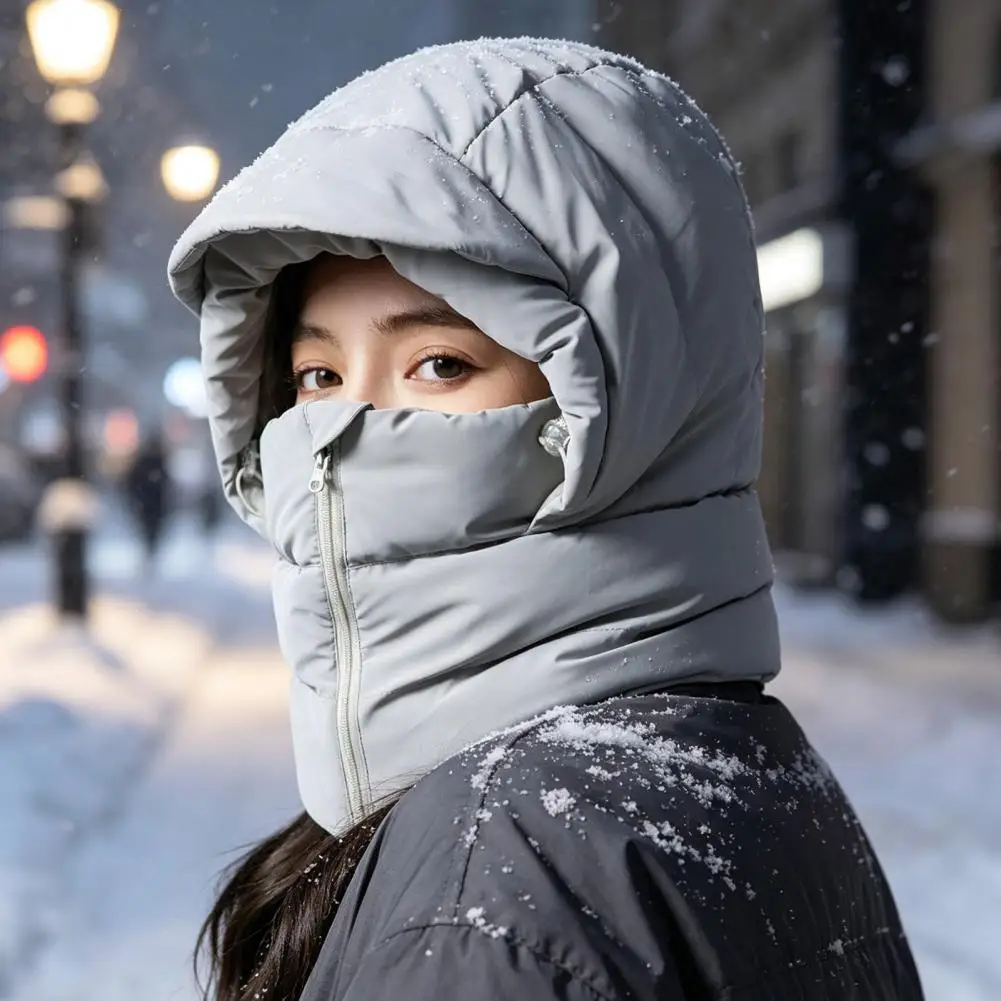 Winter Warm Hat Women’s Winter Balaclava Hat with Wind-resistant Zipper Face Mask Thermal Fleece Lined Hooded for Outdoor