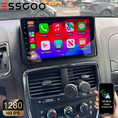 Android 15 Carplay Car Radio For Chrysler Grand Voyager 5 For Dodge Grand Caravan 2008 2011-2020 GPS Multimedia Stereo Head Unit