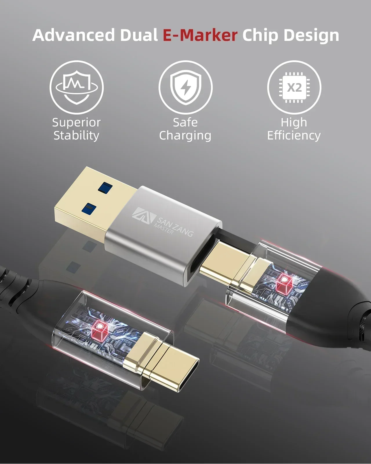 سانزانغ-سي إلى كابل ، نقل بيانات ، متوافق مع USB Gen 1 ، 4K @ Hz ، 2 في 1 ، 20Gbps ، PD W ، USB #2