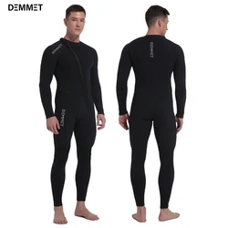 DEMMET Men neoprene 5mm CS wetsuit one-piece long sleeve thickened warm full-body wetsuit swim and hunt fish