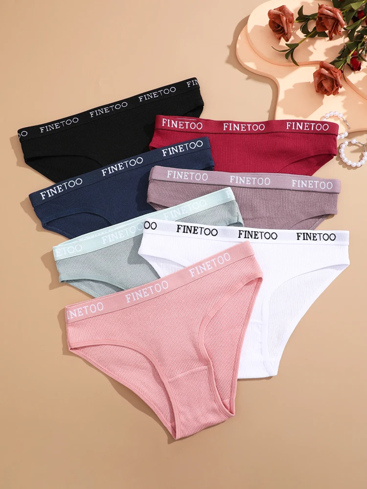 7PCS/Lot Cotton Women's Panties Random Variety of Briefs and Thongs Female Comfortable Low Waist Underwear Solid Color Lingerie