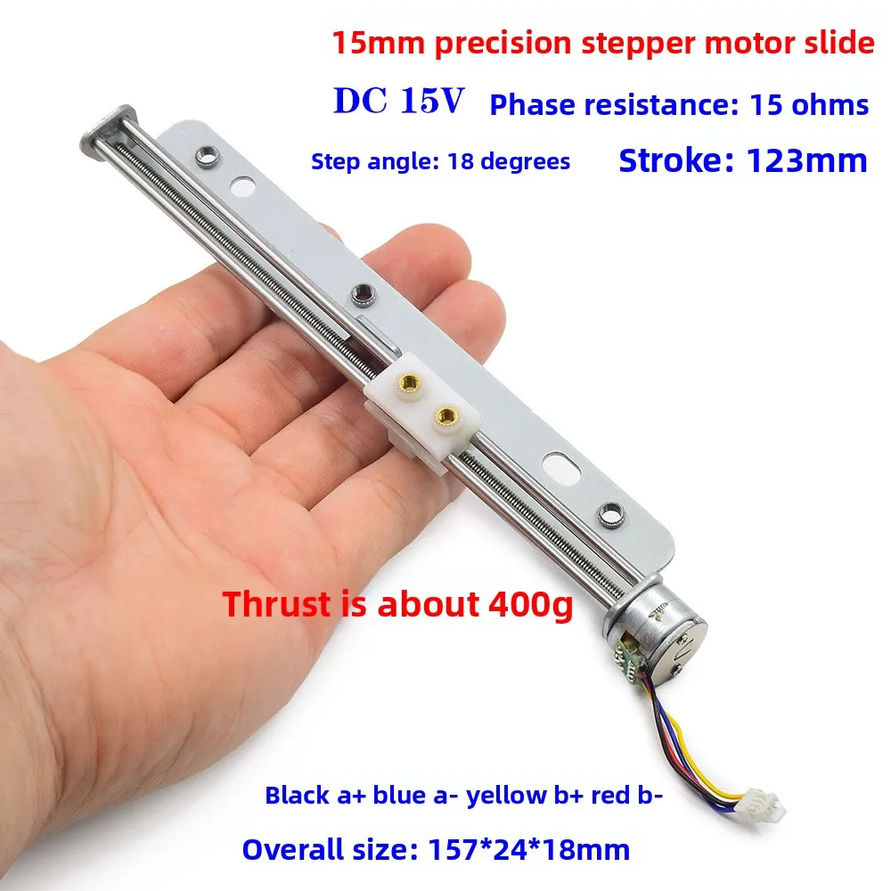 2-phase 4-wire Micro 15mm Linear Screw Stepper Motor 122mm long Stroke Slider Stepping Motor Linear Actuator Nut DIY 3D Printer