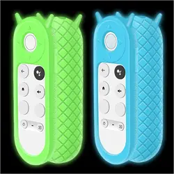 Silicone Protective Case for Google Chromecast TV 2020 Voice Remote, Remote Control Cover For Google TV 4K，Glow in the Dark,2Pcs