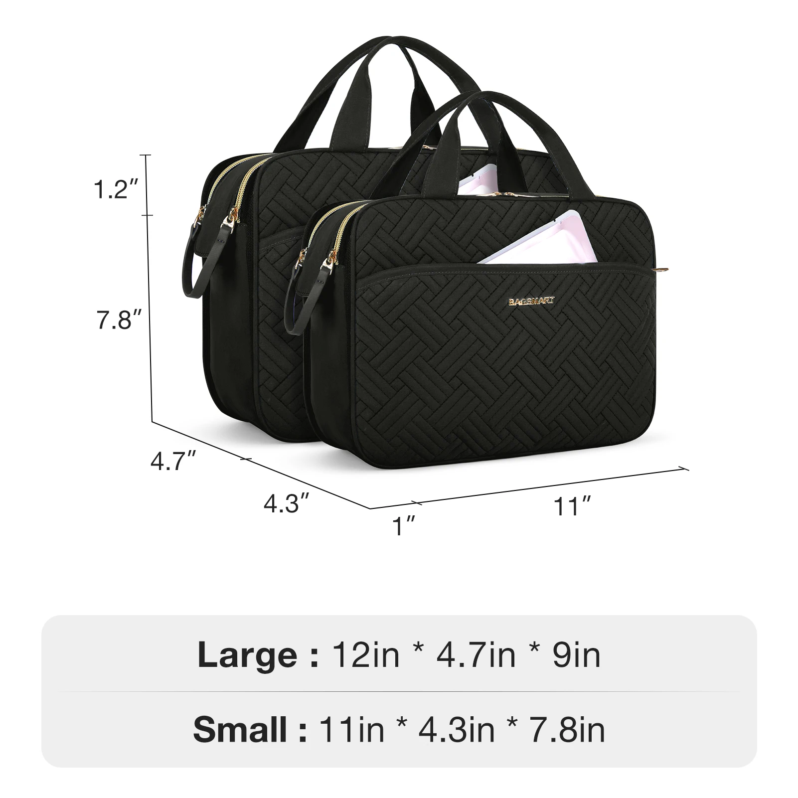 BAGSMART Cosmetic Bags for Women Travel organizzatori di articoli da toeletta multistrato impermeabili per pennelli da toeletta di dimensioni