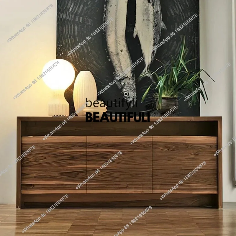 

ss8350 Italian side cabinet, black walnut entrance, Nordic side cabinet, solid wood storage cabinet