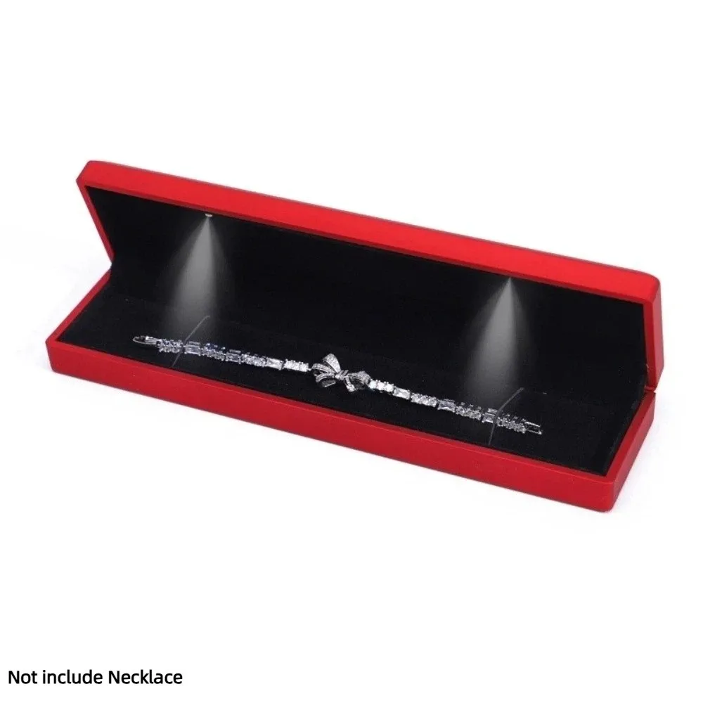 With Light Led Light Necklace Case Velvet Lined Solid Color Necklace Display Case Jewelry Display Jewelry Gift Box Necklace
