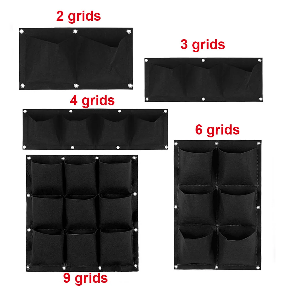 2/3/4/6/9 Grids Pockets Wall Hanging Planting Pot Green Plant Grow Planter Vertical Garden Bag Garden Supplies Bags Garden Tool