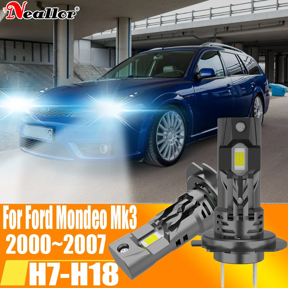 

2 шт., Автомобильные светодиодные лампы H7 Canbus H18 6000K 12 В 55 Вт для Ford Mondeo Mk3 2000 ~ 2007