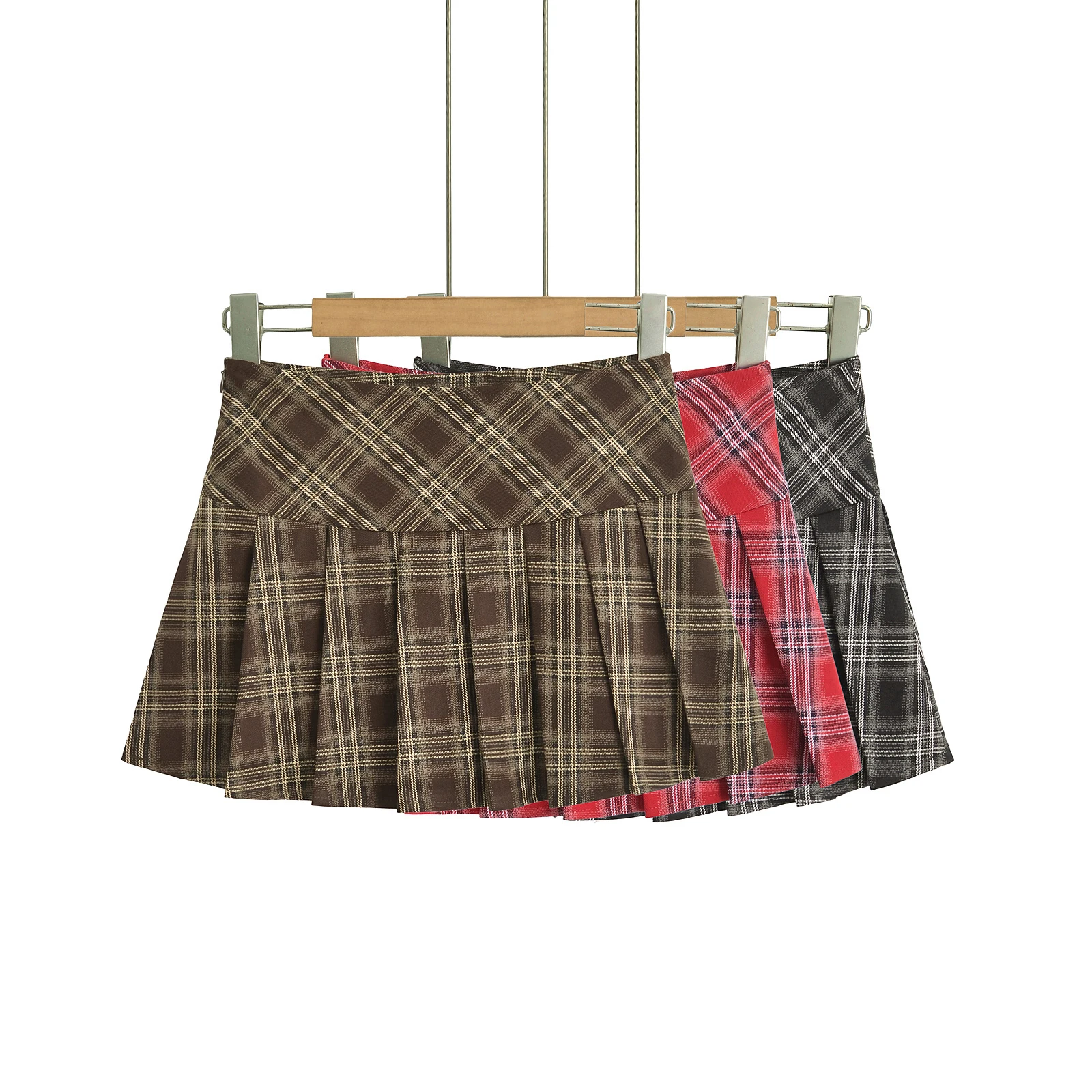 Mini Skirts For Woman Korean Fashion Red Plaid Skirts Women Y2k Clothes Cute Short Skirts Harajuku Vintage Pleated Skirts Preppy