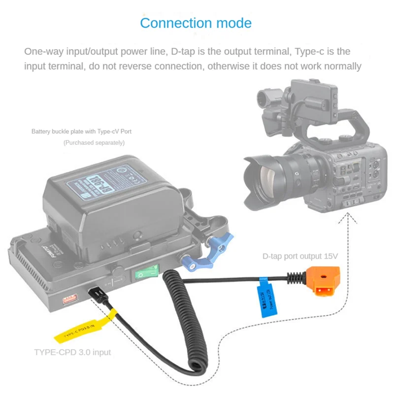 

Dependable-15V PD3.0 USB Type-C Male To 15V D-Tap Male Connector Power Cable For V-Mount Battery Durable Easy To Use
