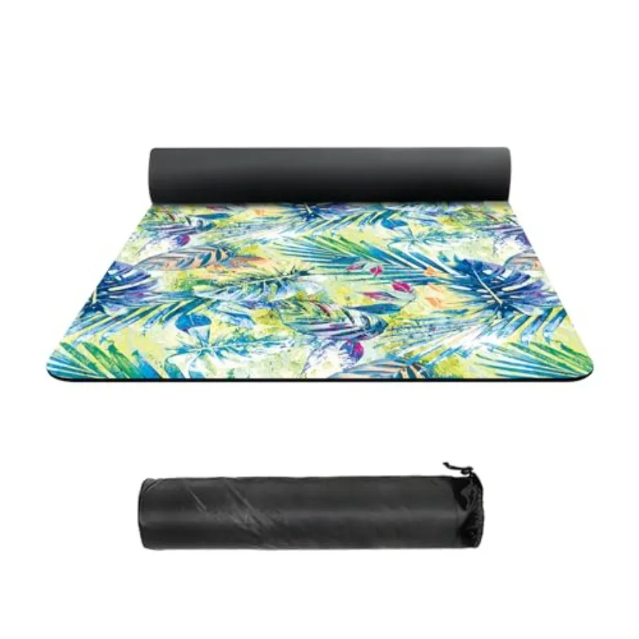 Yoga mat for yoga, pilates and fitness; suede TPE material; black; high density non-slip 8mm extra thick with carrying bag, 72x