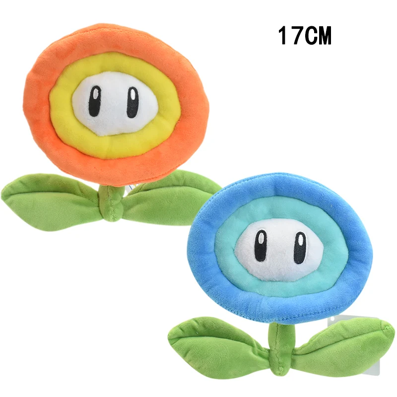 Hot Sale Mario Bros Plush Fire Flower Ice Flower Orange Blue Stuffed Animal Doll Plushie Gifts For Birthday 17CM