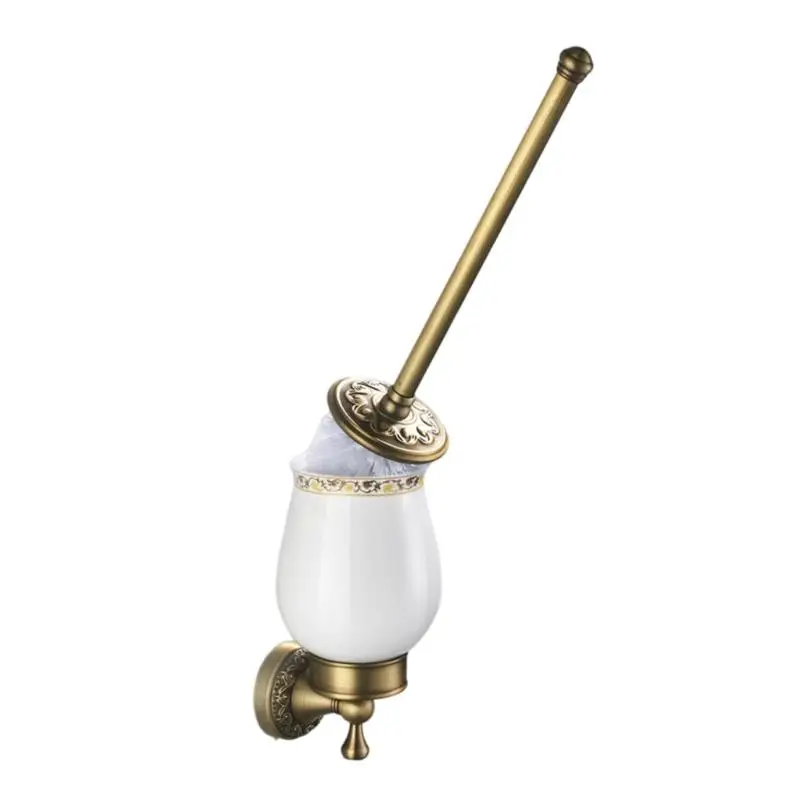 

652F Bathroom Brush Stand Decorative Brass Toilet Brush Stand Simple Install for Homes