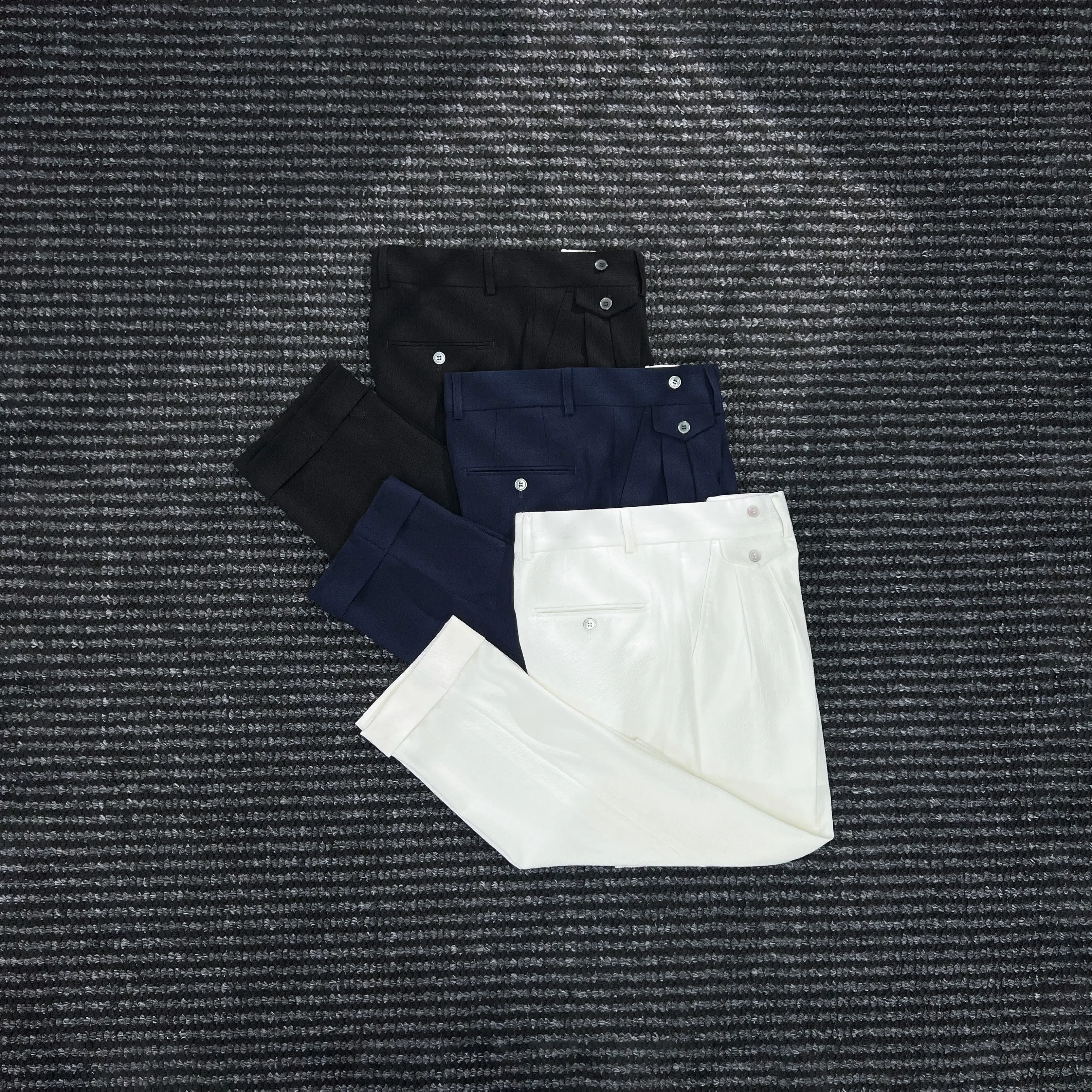 Haute couture upstart gentleman seersucker small straight pants men's casual business commuter casual pants tide