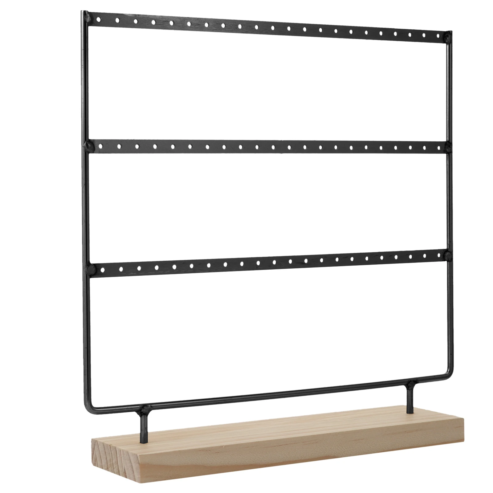 

Earring Necklace Display Stand Jewelry Holder Premium Material Iron Wood 3 Layers Storage Rack For Shop Boutique Gifts