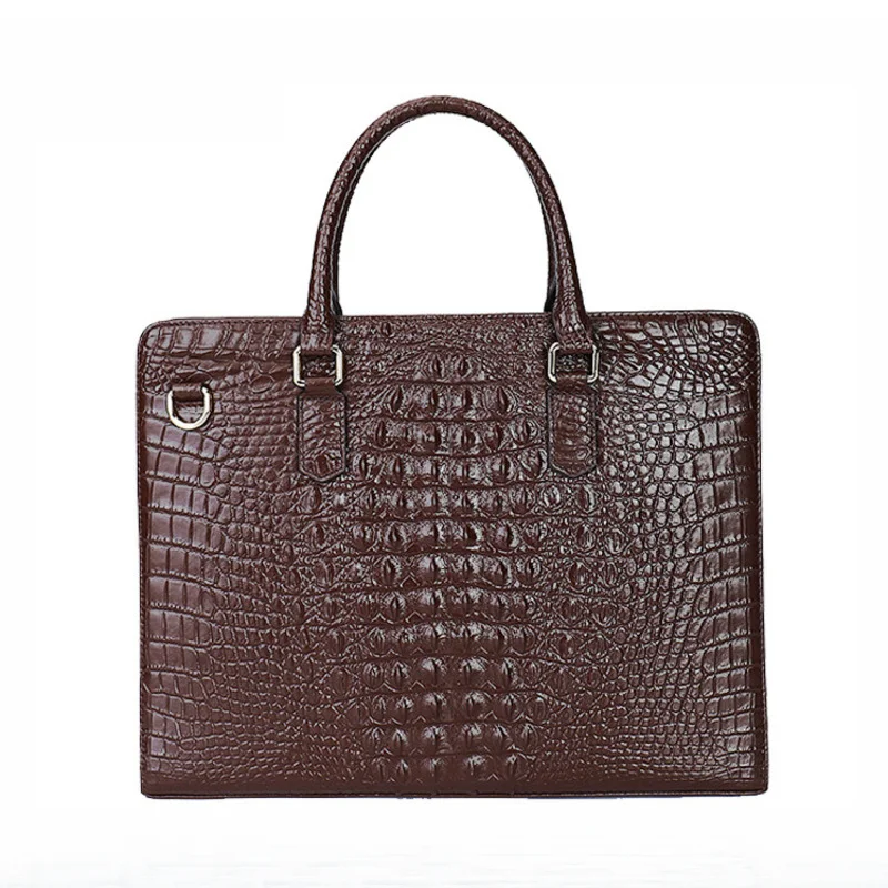 Sac messager en cuir de crocodile pour hommes, sac à main en cuir de vachette de grande capacité, affaires, version haut de gamme, étui à bombes, nouvelle mode