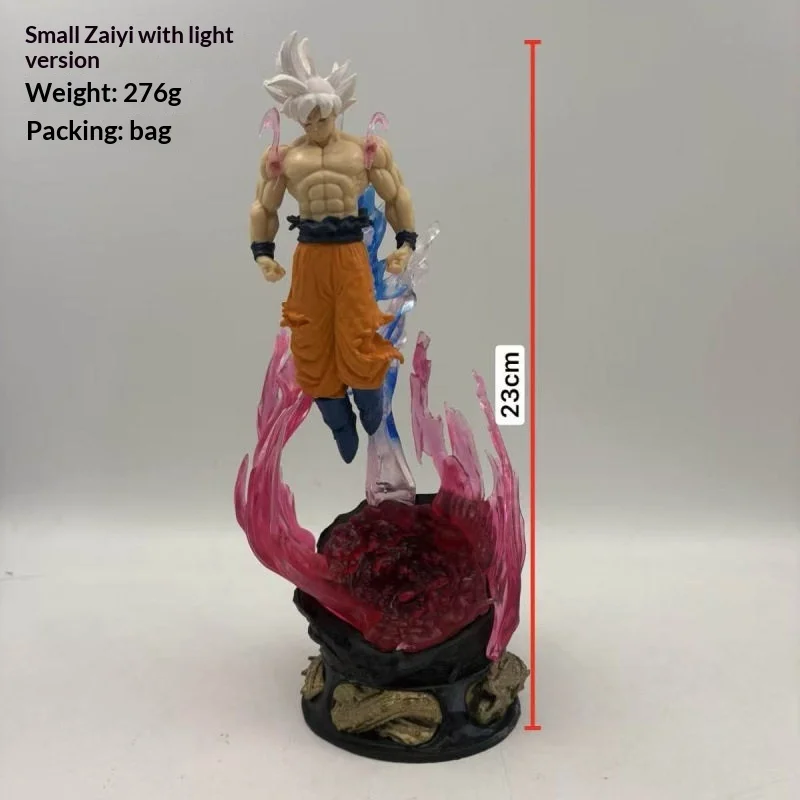 Dragon Ball Ultra Instinct Son Goku White Hair Saiyan Action Figure With Led Light 23cm Collectible Model Desktop Ornament
