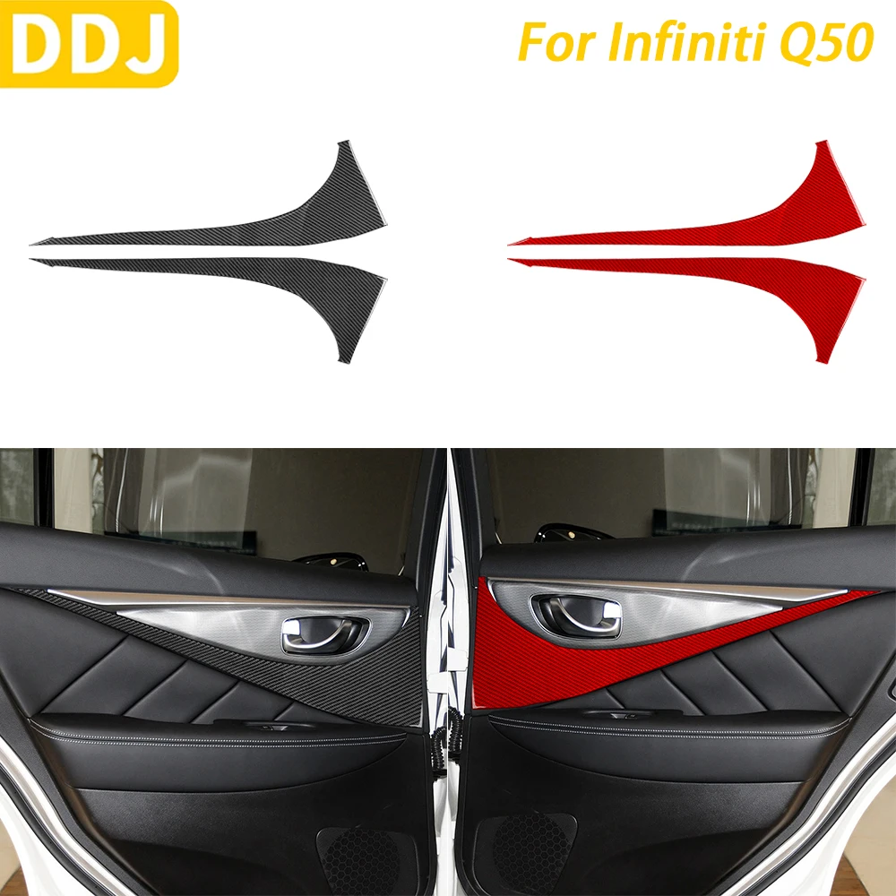 

For Infiniti Q50 2014 2015 2016 2017 2018 2019 2020 Car Accessories Carbon Fiber Rear Door Panel Cover Trim Interior Sticker