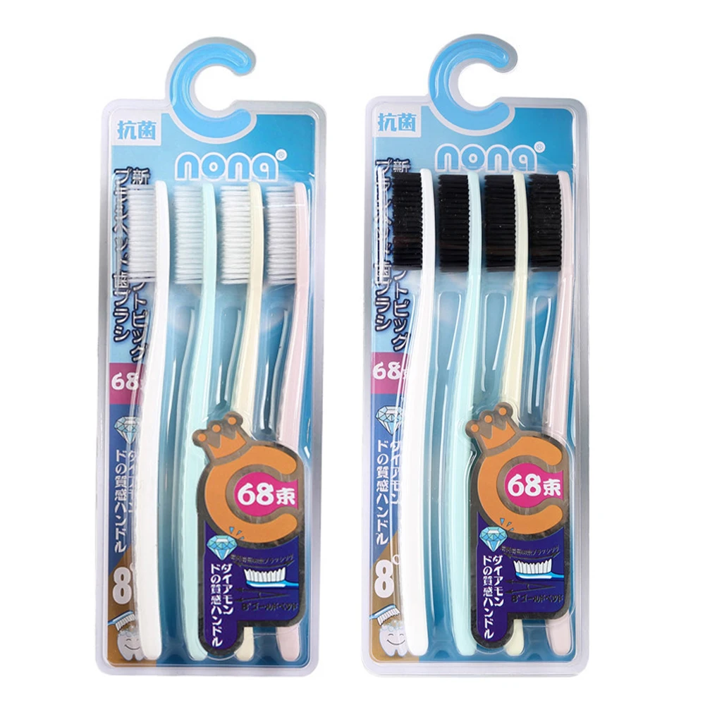 Manual Toothbrush 4 Pcs Soft Hair Long Head Adult Large Toothbrush Comfort Teeth Oral Cleaning Brush