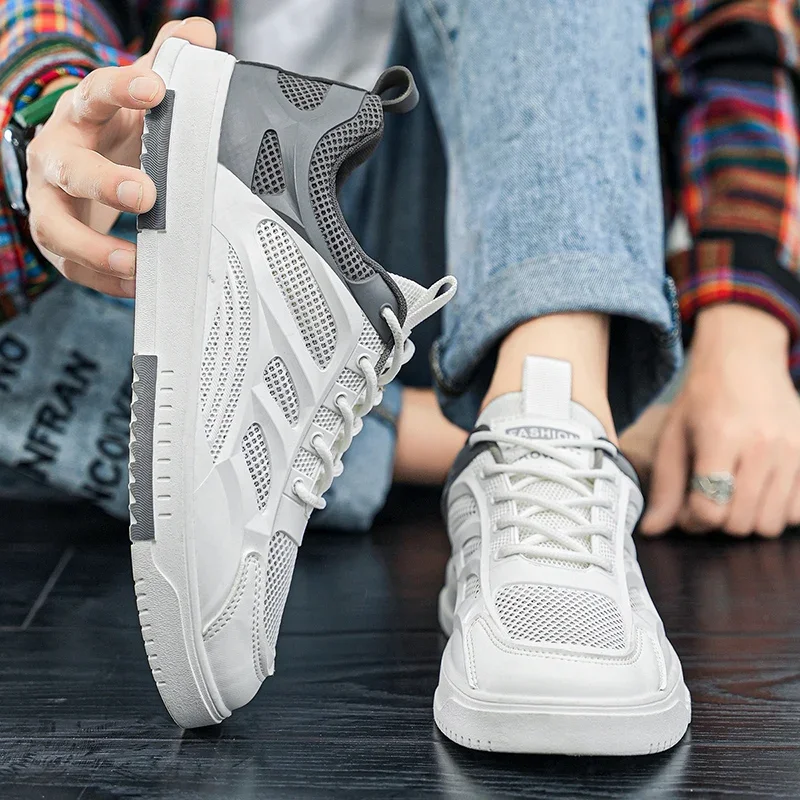 

Мужская вулканизированная обувь с дышащим плоским верхом и простой конструкцией для ношения, весенне-летняя прогулочная повседневная обувь