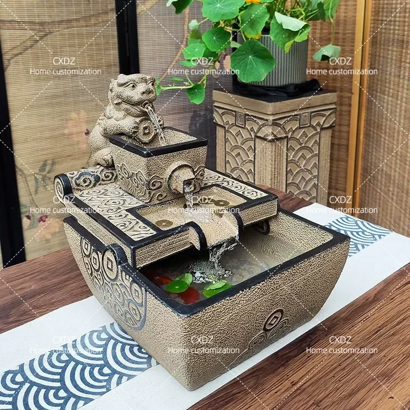 Desktop Water Fountain Ornament Office Desk Circulating Water Feature High End Lucky Decoration Opening Gift Home Decor