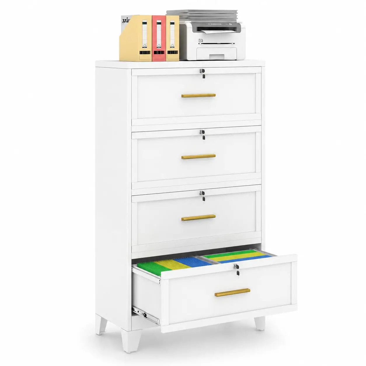 4 Drawer Lateral File Cabinet with Lock for Home Office, Customized