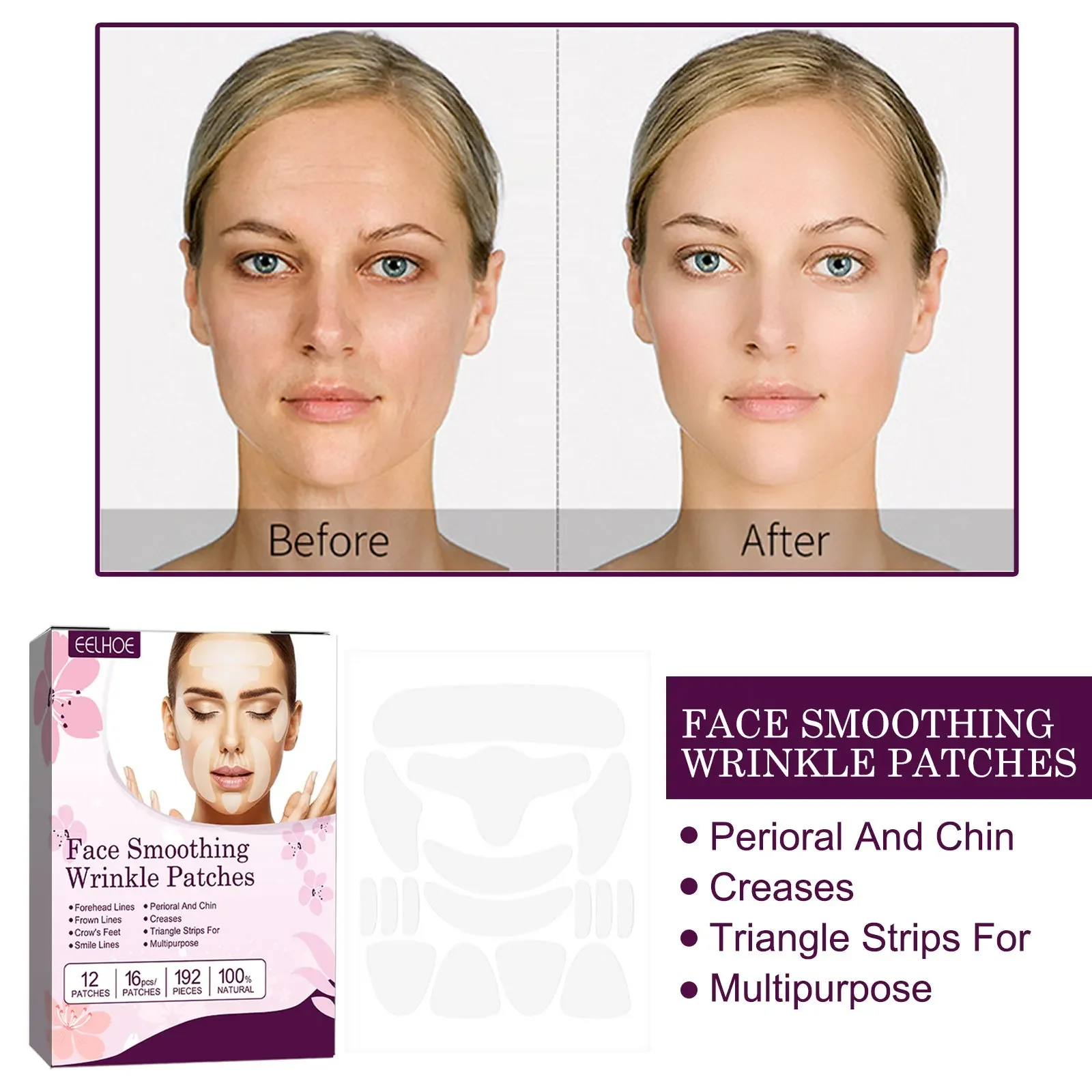 5 Box Face Smoothing Wrinkle Patches Reduce Fine Lines Crow's Feet Smile Lines Forehead Wrinkles Firm The Skin Facial Care Tools