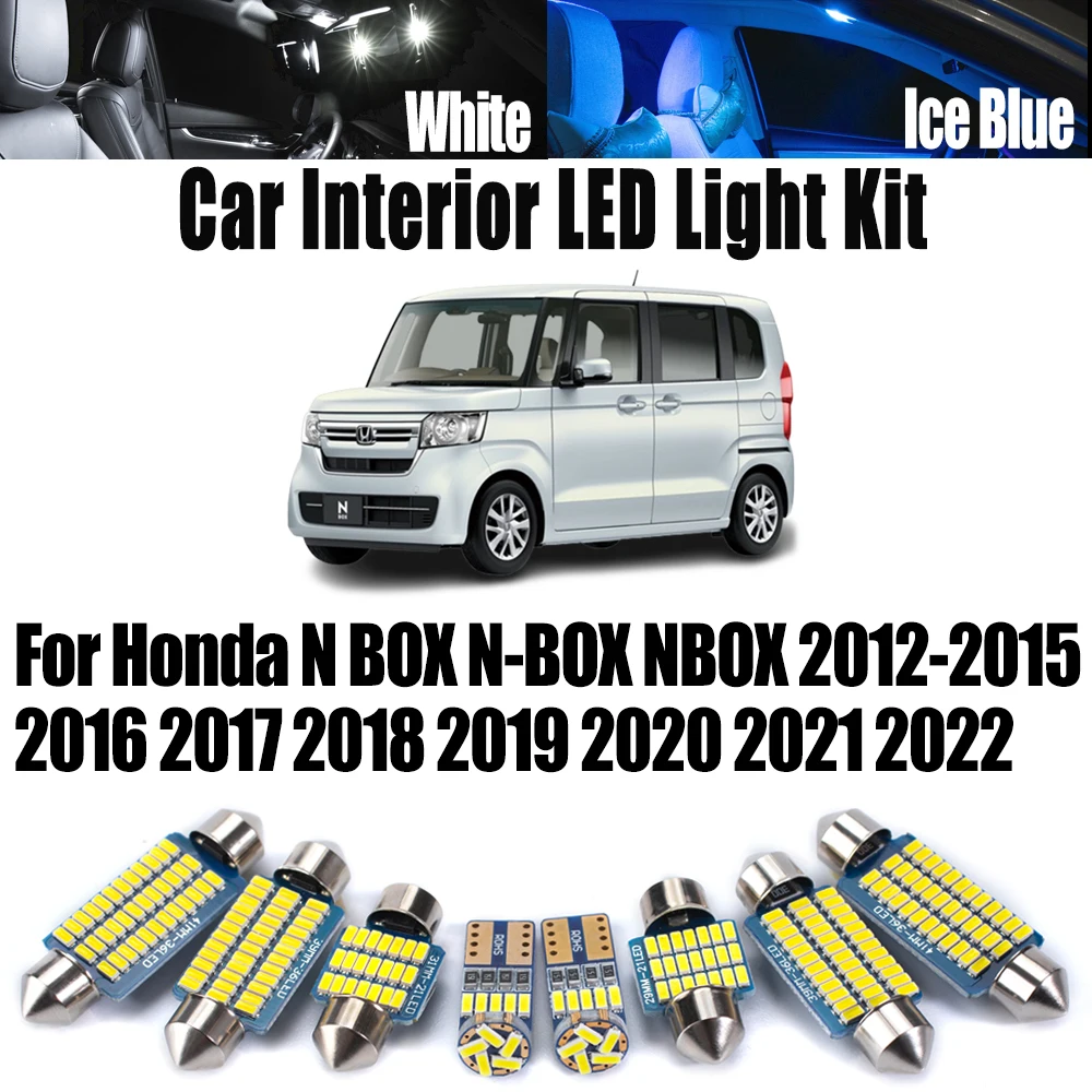

8Pcs For Honda N BOX N-BOX NBOX 2012- 2019 2020 2021 2022 Car Accessories Canbus LED Interior Map Dome License Plate Light Kit