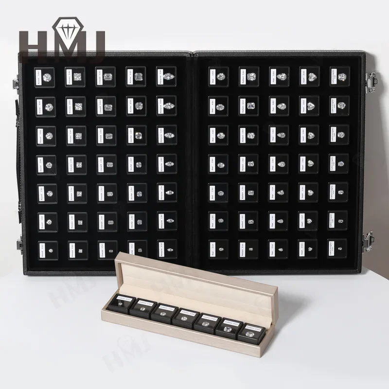 Diamant-Selektor 5A Kubikzirkonia Gewichts- und Größenanzeige Schmuckhändler-Werkzeugset Tragbare Schwarze PU-Reise-Edelsteinbox Großhandel – Detail 13