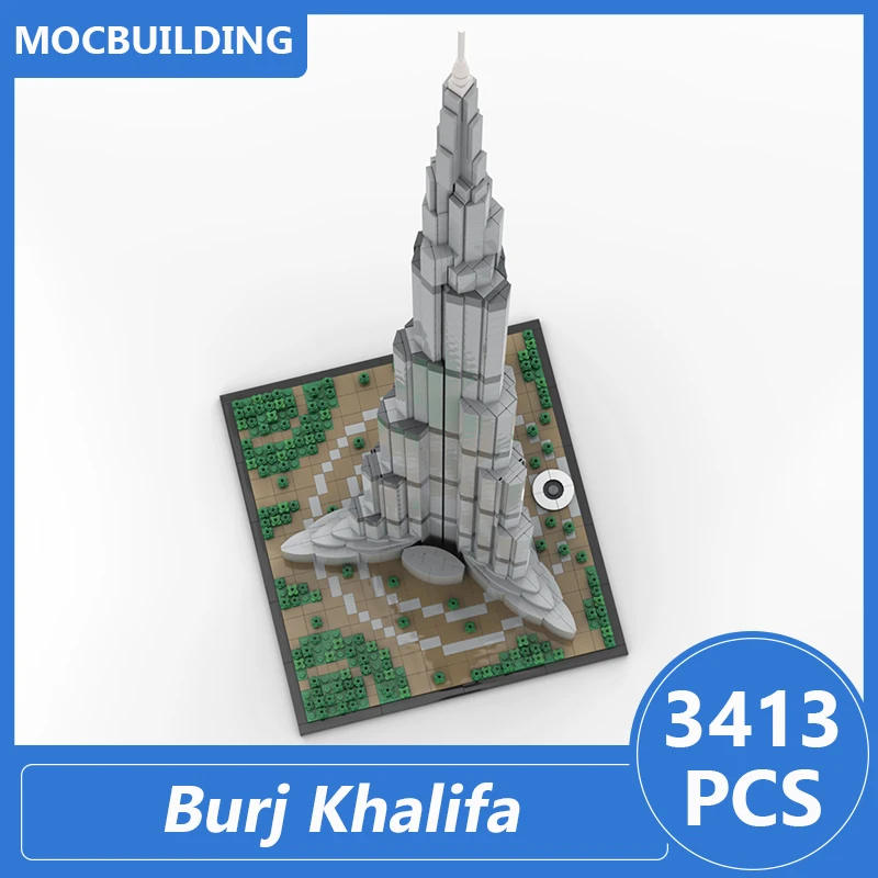 Burj Khalifa 1/800 Scale Architecture Model Compatible with 21046 Moc Building Blocks Diy Assemble Bricks Toys Gifts 3413PCS