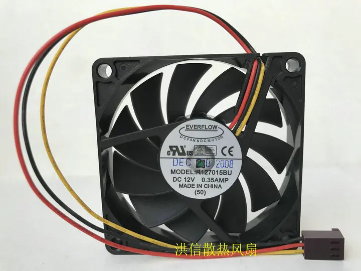 

Бесплатная доставка, оригинальный EVERFLOW 7015 R127015BU постоянный ток 12 В, 0,35 А, 3-проводной 7 см двойной шаровой вентилятор