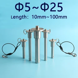 QX110 All Stainless Steel Push Handle Button Type Safety Positioning Ball Lock Pin Marine Quick Release Pin With Fastening Rope