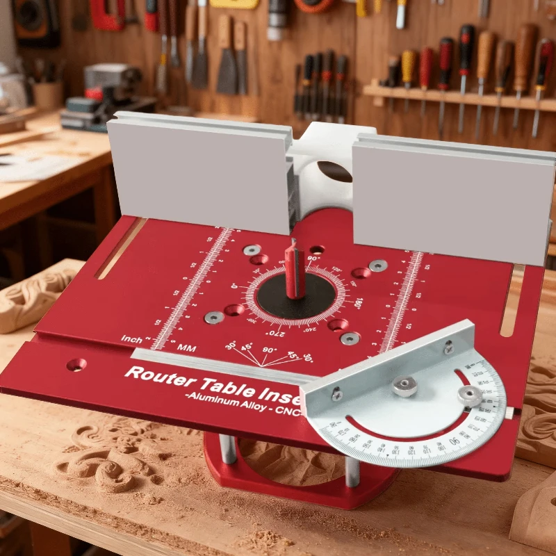 1 Set Aluminum Router Table Insert Plate Router Lift Kit For 65mm Trimming Machine With Miter Gauge Fence Woodworking Tool