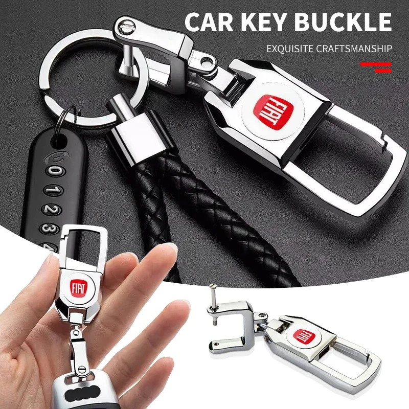 Fashion Alloy Metal Car Keychain Keyring For Fiat 500 Panda Freemont Abarth Argo Punto Uno Doblo Stilo Bravo Ducato Pondo FR