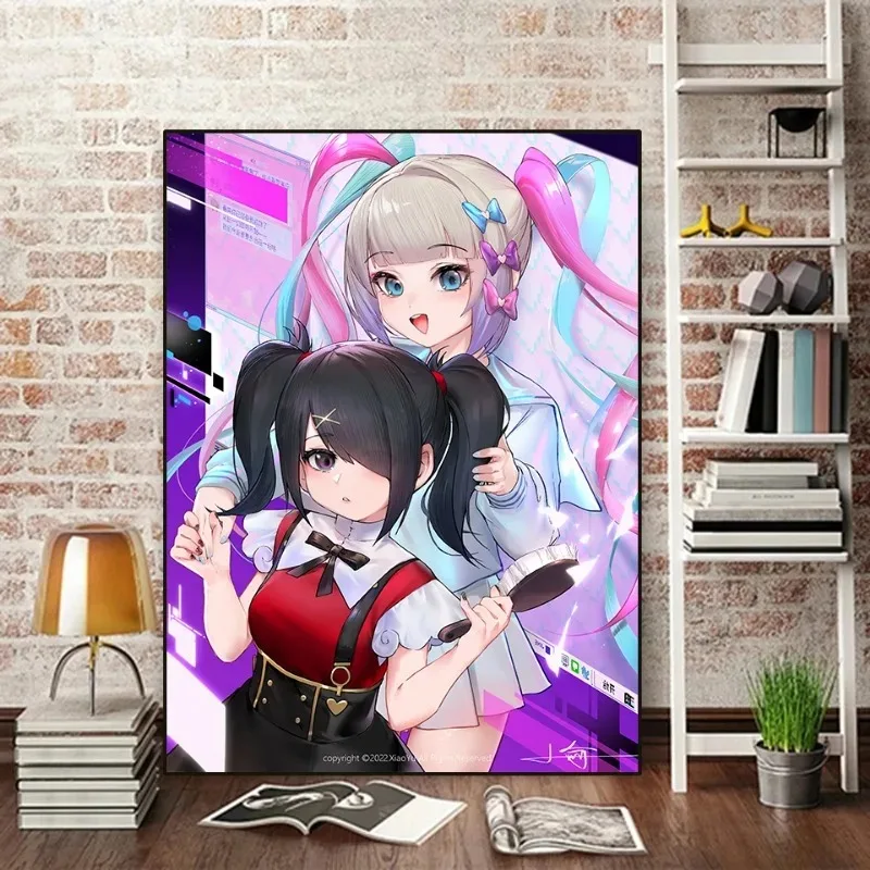 ملصق لعبة أنيمي جيرل كبير الحجم ، لوحة قماشية ، طباعة ، فن جداري ، صورة لغرفة المعيشة ، ديكور المنزل ، حلو ، لطيف ، كرتون ، أنيمي