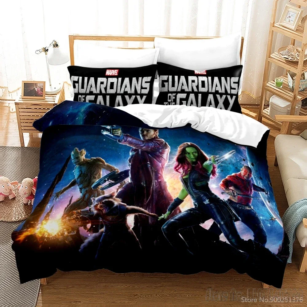 Avengers Anime Groot Boys Child Duvet Cover Set HD Comforter Cover Bedclothes for Kids Bedding Sets Bedroom Decor