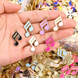 20pcs 18*15mm Alloy Colourful Enamel Musical Note Pendants Oil Drip Music Charm for Jewellery Making DIY Keychain Earrings Craft