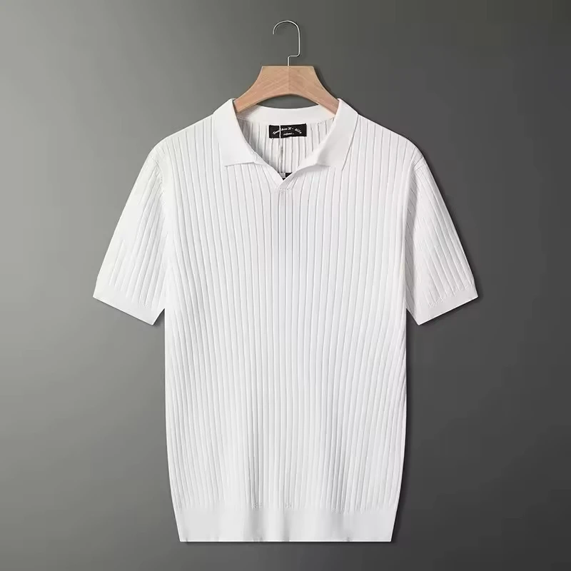 

American Solid Color Senior Light Luxury POLO Shirt Men Short Sleeve Summer New Loose Bottom Shirt Casual Business Lapel T-shirt