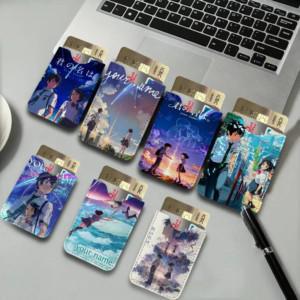 Anime Your Name Mitsuha Movie PU Leather Card Holder Sleeve for Credit Cards,Secure/Slim Design, Travel Storage Essentials