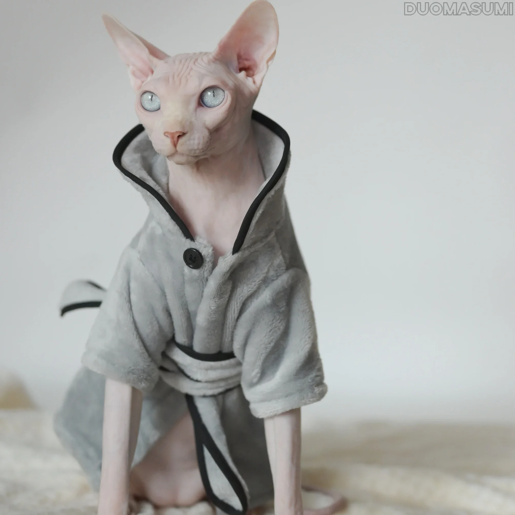 DUOMASUMI Warm Sphynx Cat  Pajamas Fashion Kitty Hairless Cat Clothing Comfort  Winter Dress for Devon Rex, Small Cats