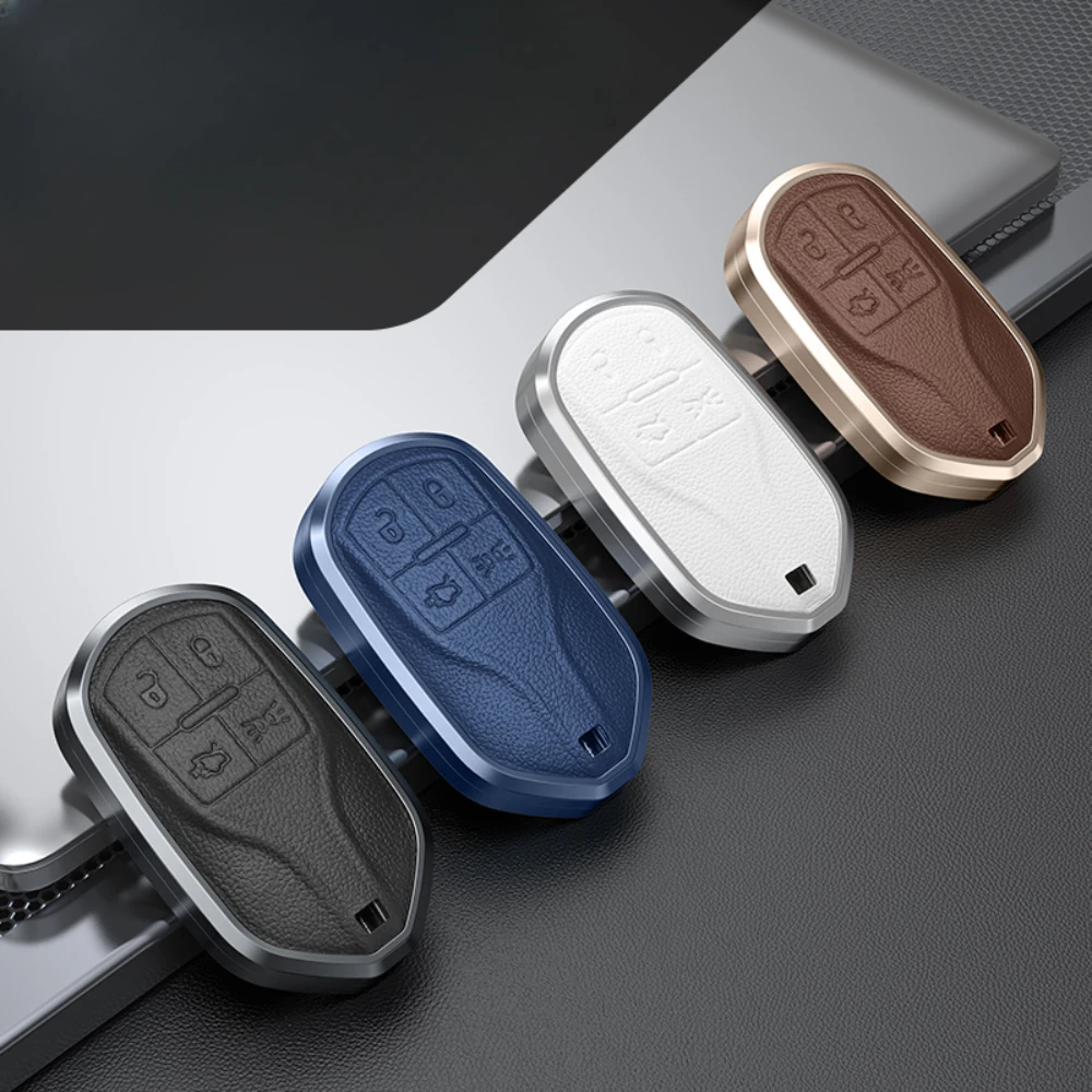 Alloy Leather Car Key Case Cover Shell Fob For Maserati Levante Ghibli Quattroporte GT Granturism GranCabrio Styling Accessories