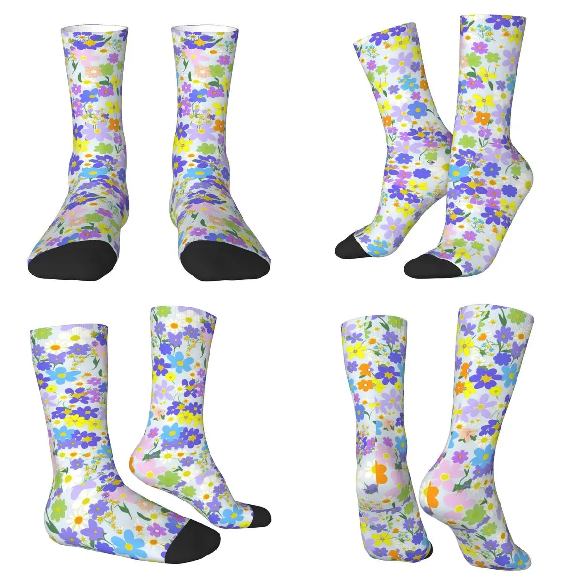 

Colour Full Of Vitality Spring Wild Flowers Print Socks Harajuku High Quality Stockings All Season Long Socks for Man Woman Gift